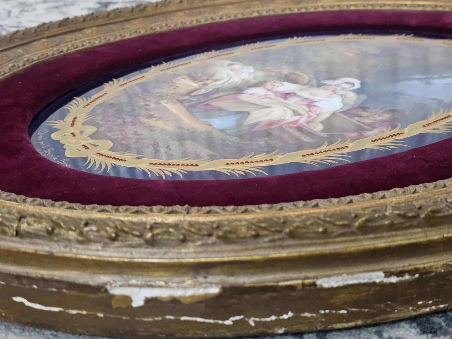 A 19thC Oval Sevres Porcelain Plaque The Good Mother After Jean Honoré Fragonard