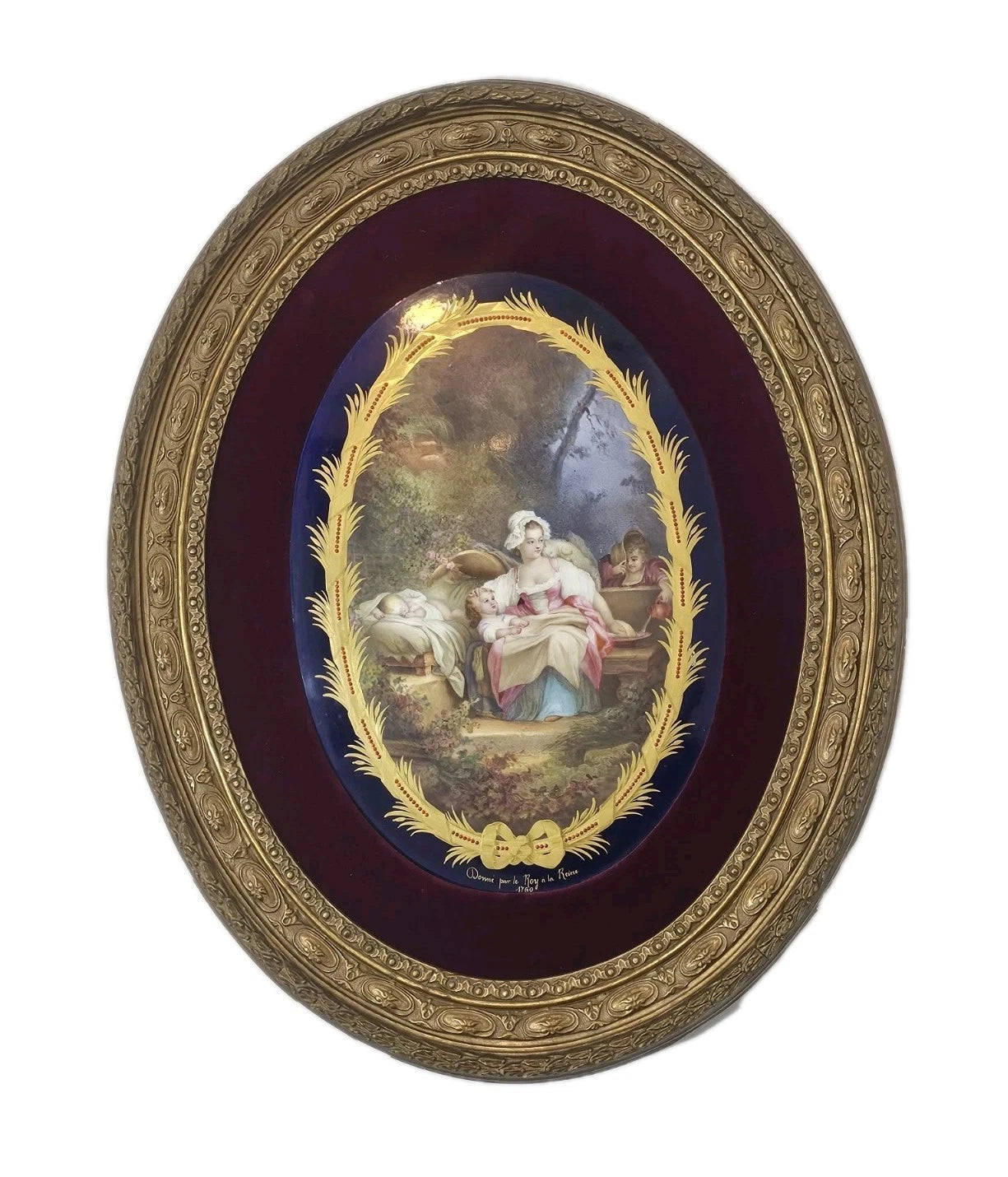 A 19thC Oval Sevres Porcelain Plaque The Good Mother After Jean Honoré Fragonard