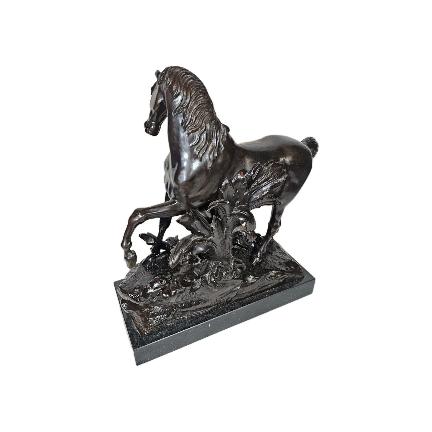19th Century French Bronze Horse and Cherub Sculpture