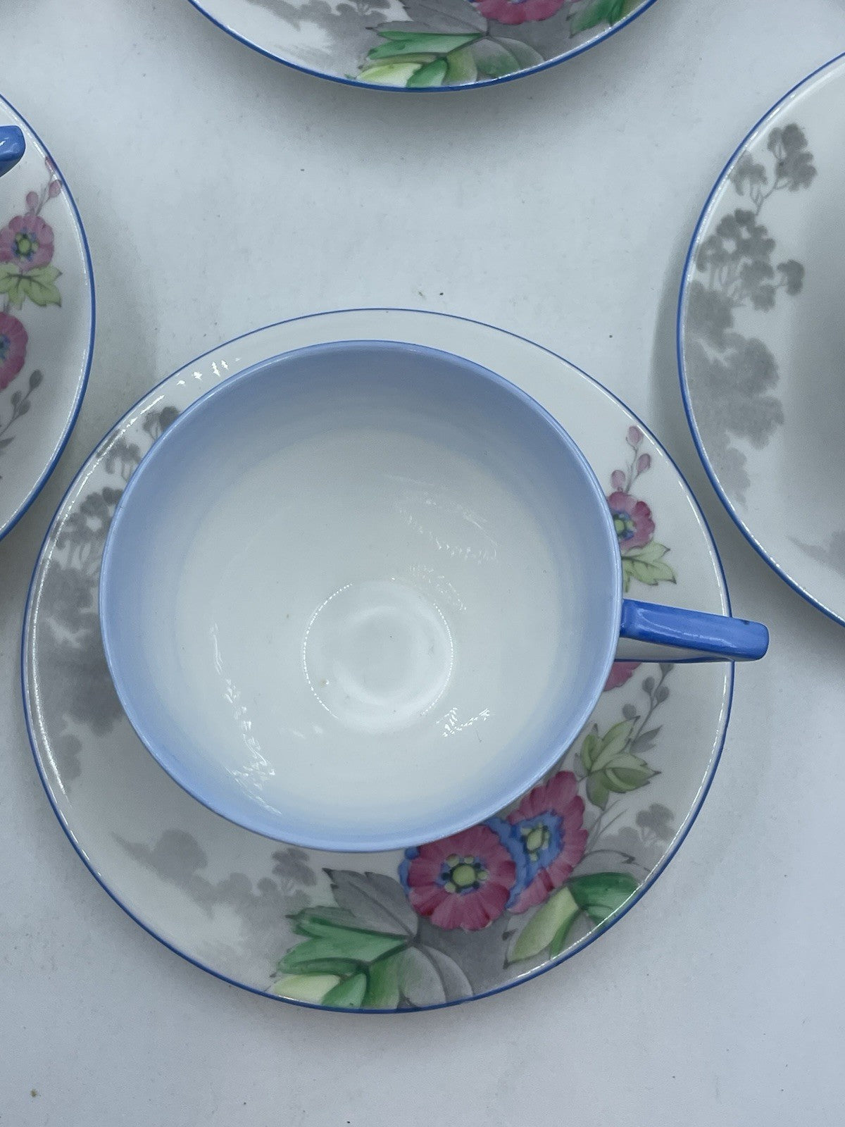 Vintage Shelly Art Deco Bone China Coffee Set Hollyhock Pattern
