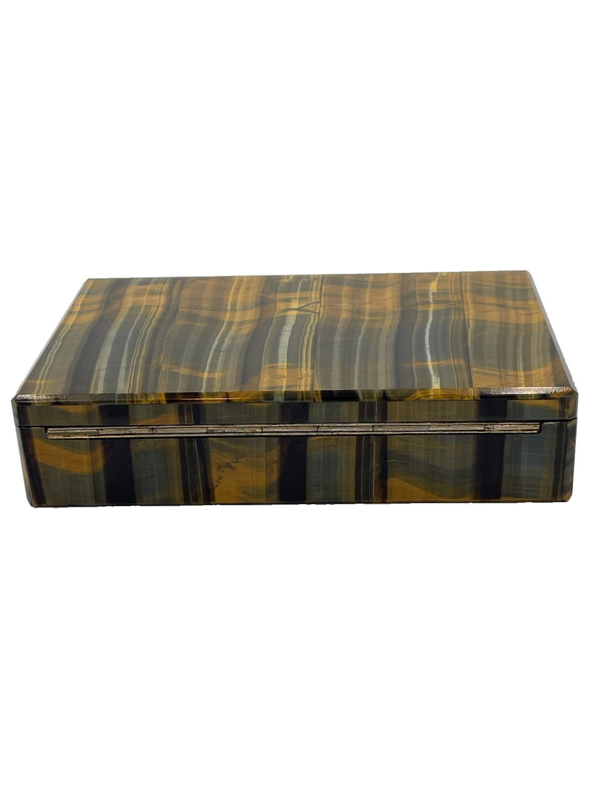 Vintage 1960s Italian Tiger's Eye Quartz Stone Box