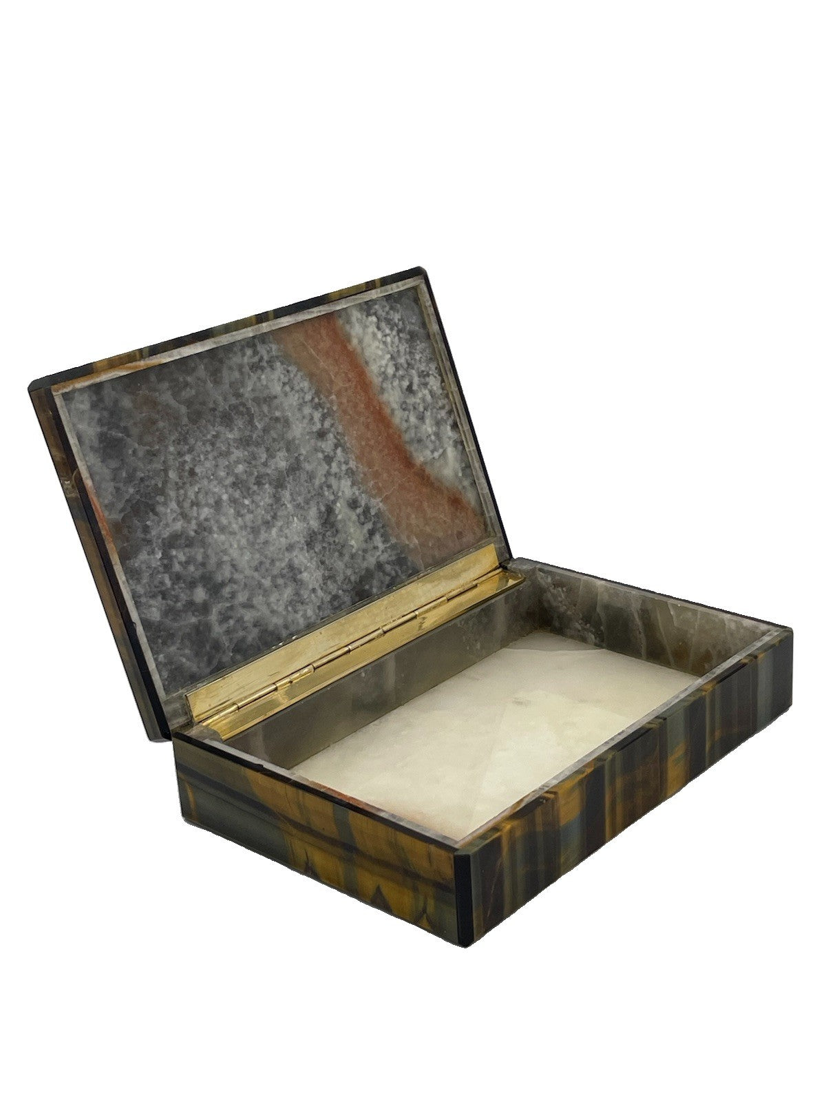 Vintage 1960s Italian Tiger's Eye Quartz Stone Box