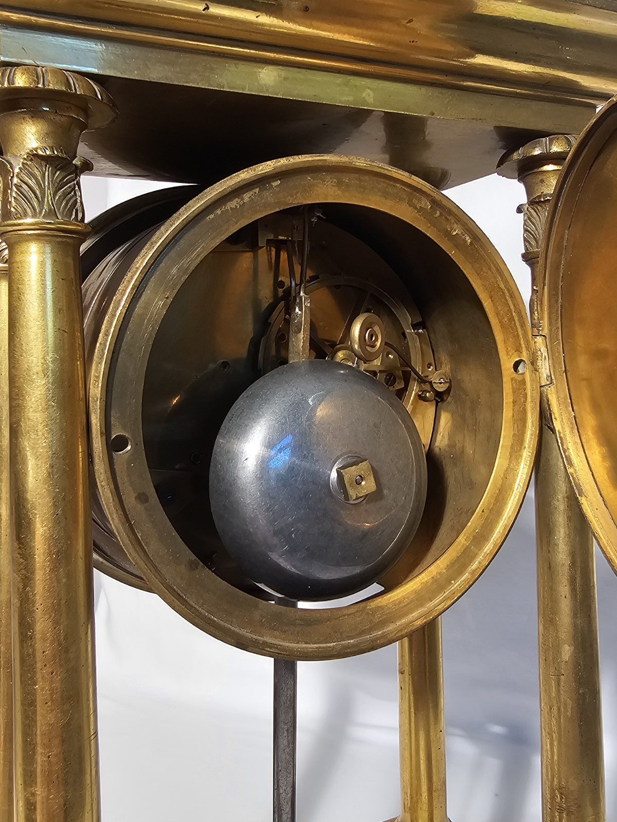 Antique French Brass Egyptian Revival Portico Clock Manière