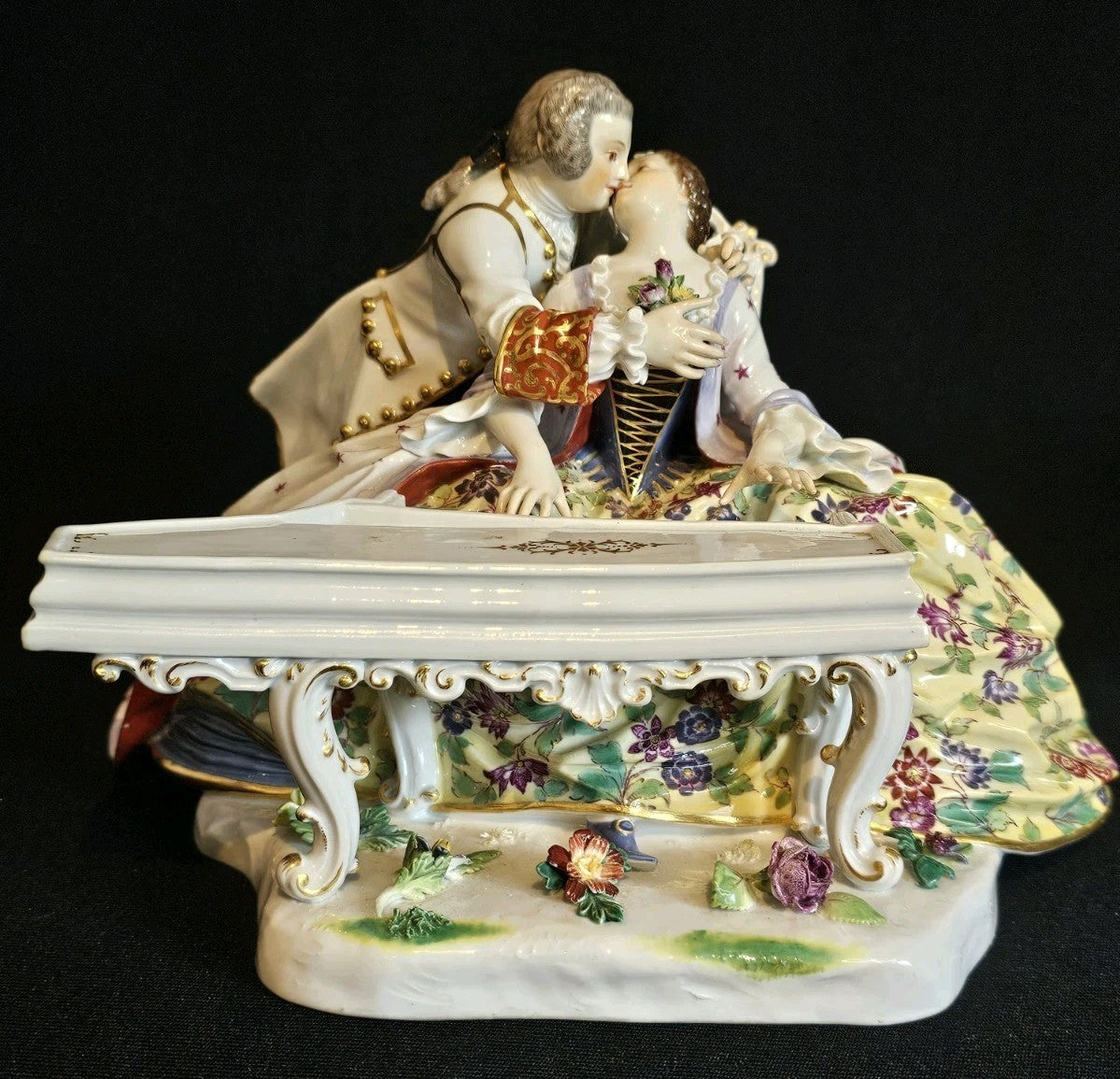 Antique Meissen Porcelain Clavichord Piano Figure Group C1860 Model 186