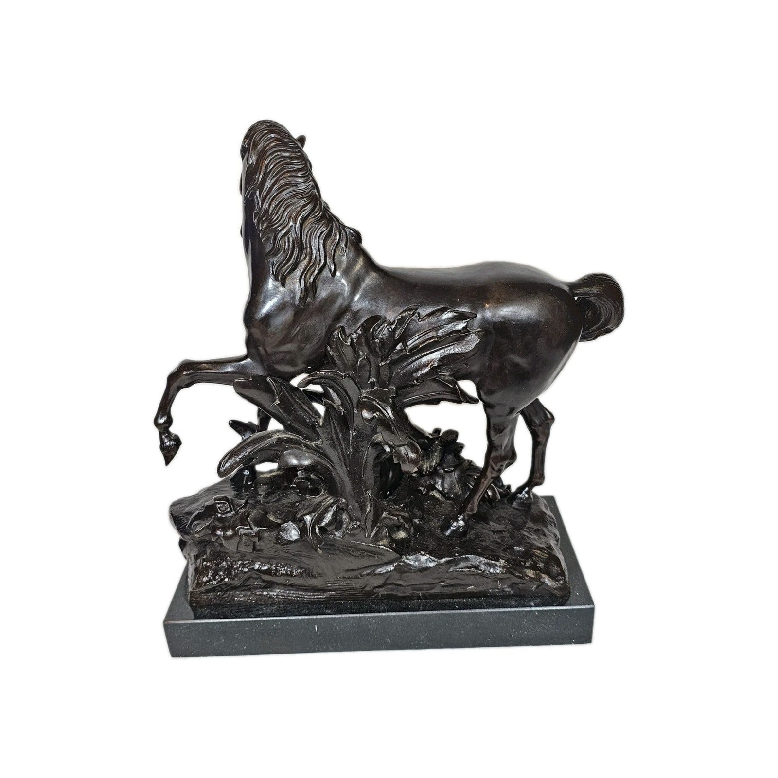 19th Century French Bronze Horse and Cherub Sculpture