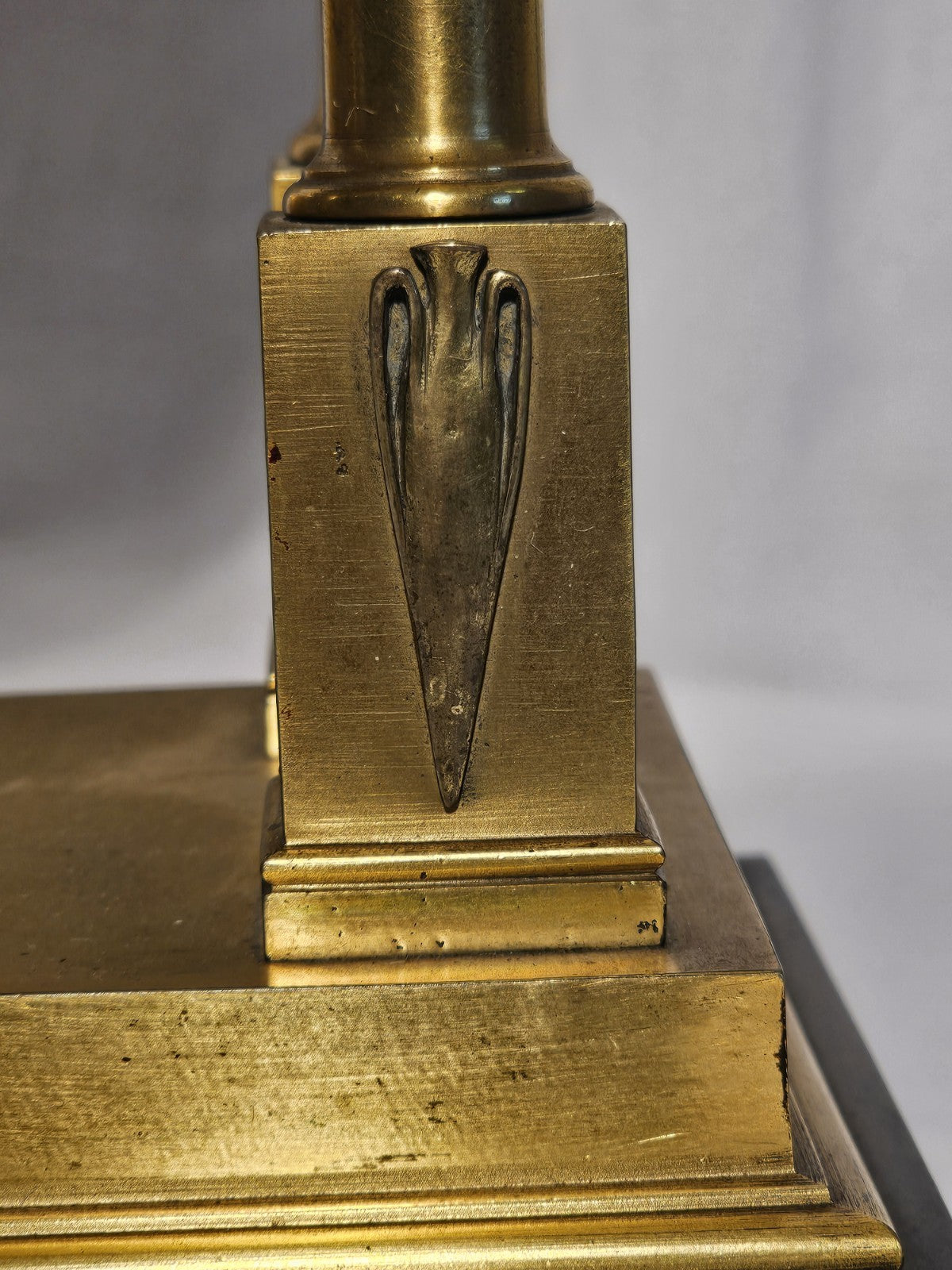 Antique French Brass Egyptian Revival Portico Clock Manière