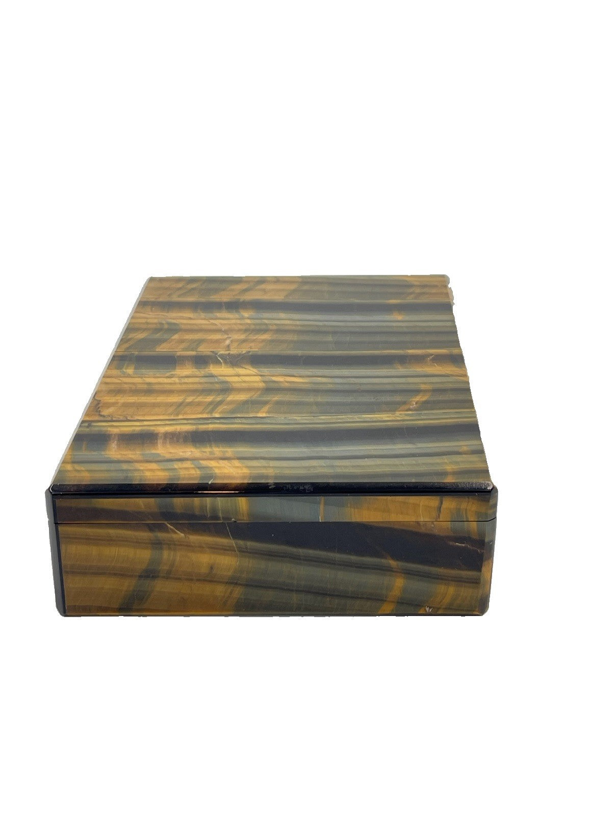 Vintage 1960s Italian Tiger's Eye Quartz Stone Box