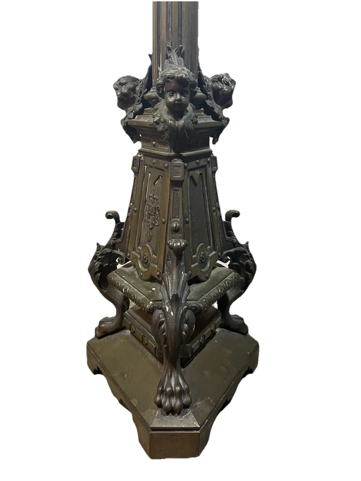 19th Century French Bronze Church Candlesticks Putti Pair