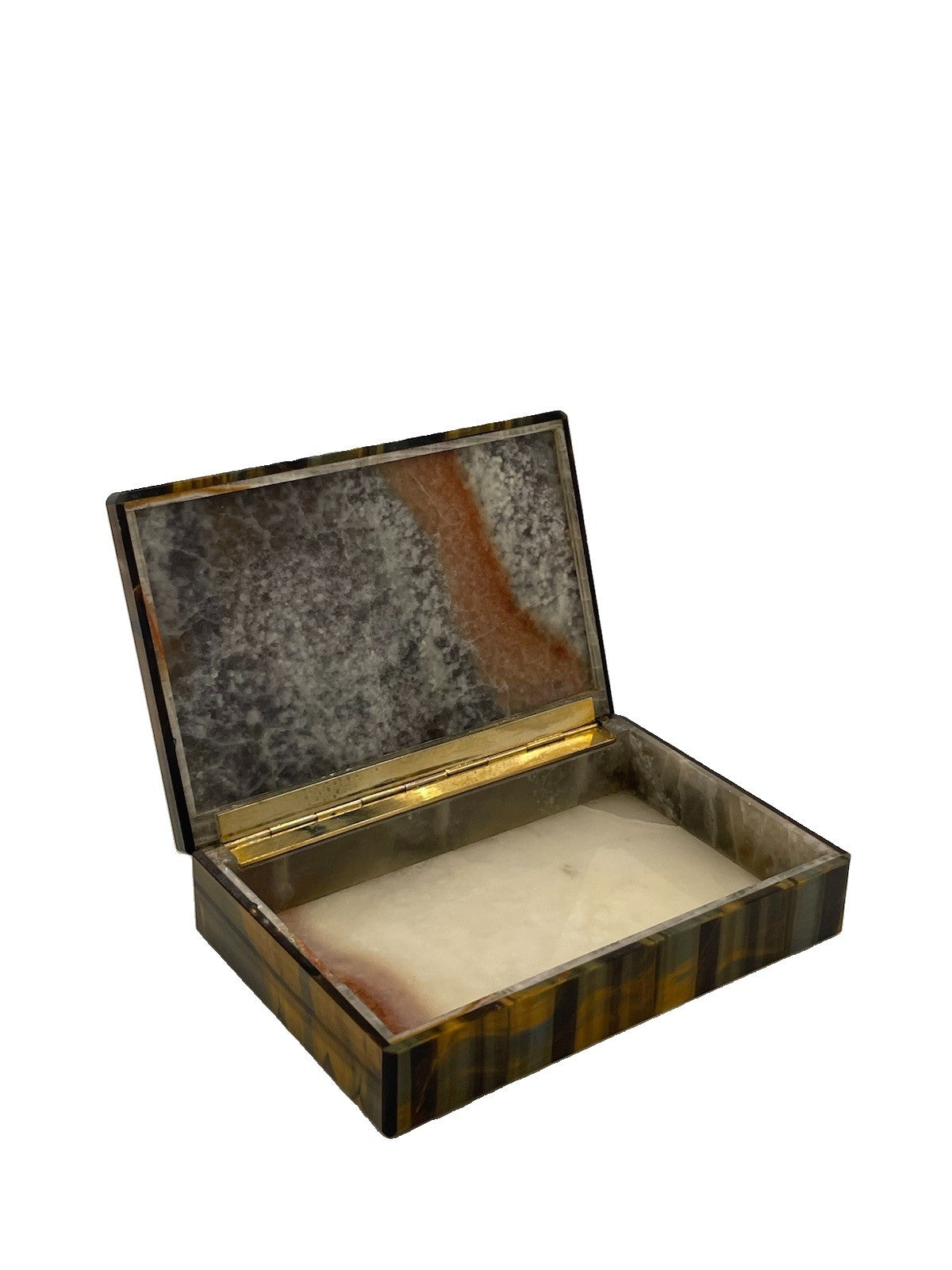 Vintage 1960s Italian Tiger's Eye Quartz Stone Box