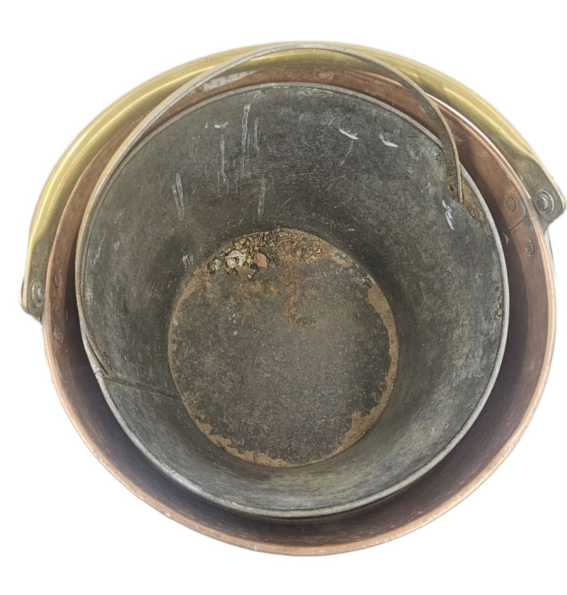 Antique Victorian Hammered Copper Coal Log Bucket Brass Bands