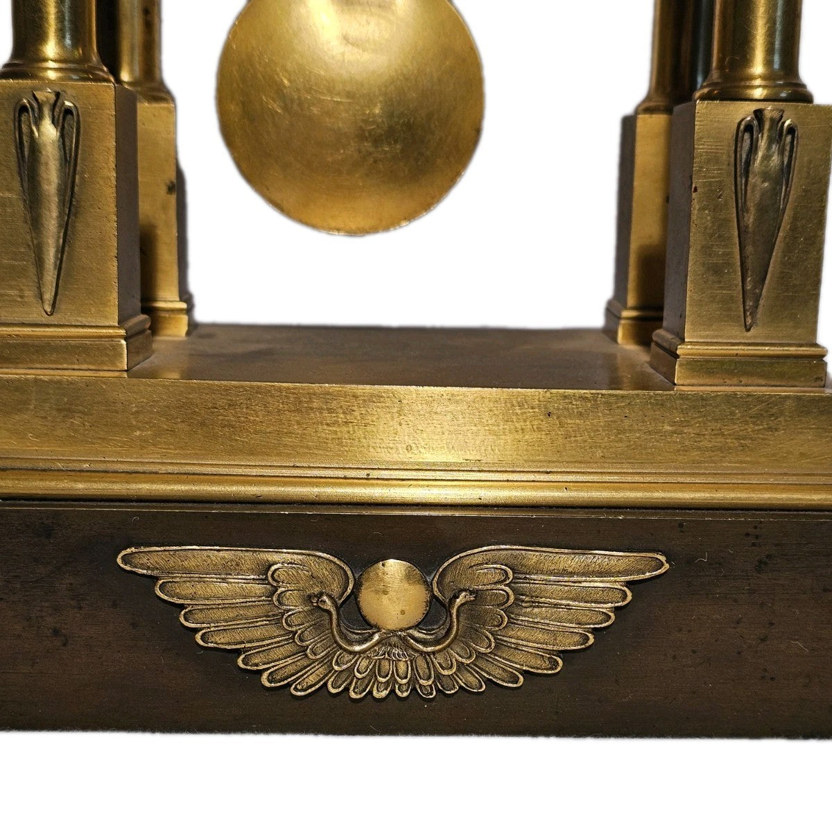 Antique French Brass Egyptian Revival Portico Clock Manière