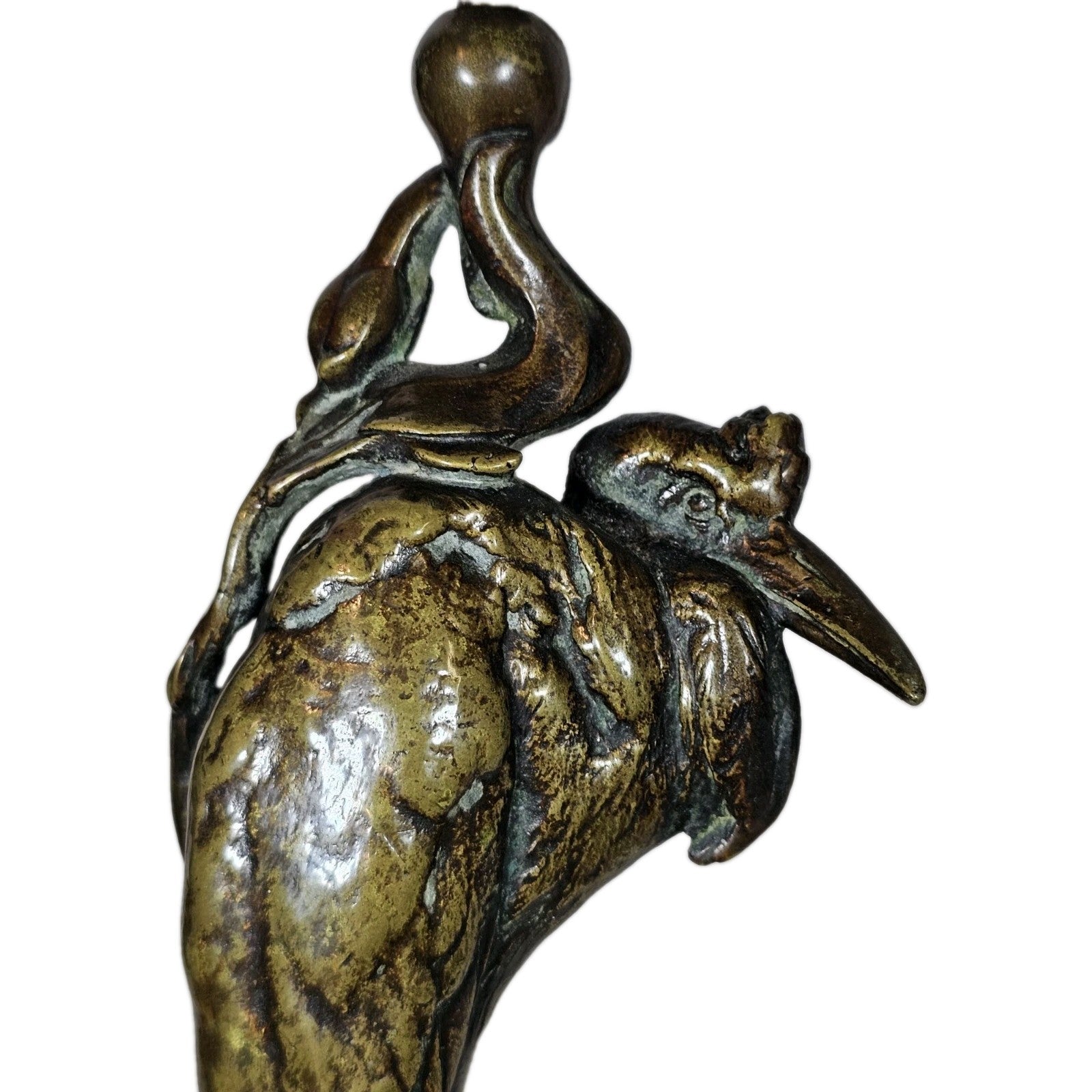 Auguste-Nicolas Cain Art Nouveau Bronze Heron Candlesticks Pair