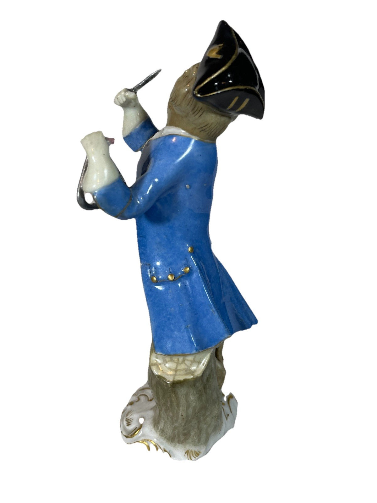 Antique Meissen Porcelain Monkey Band Triangle Player Figurine C1860