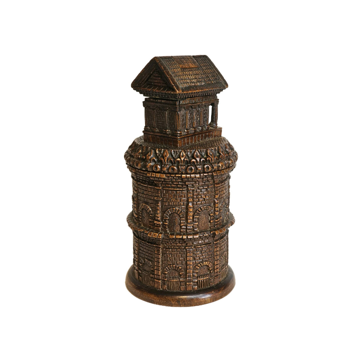Antique French Treen Maison Carrée Arènes Nîmes Tobacco Jar