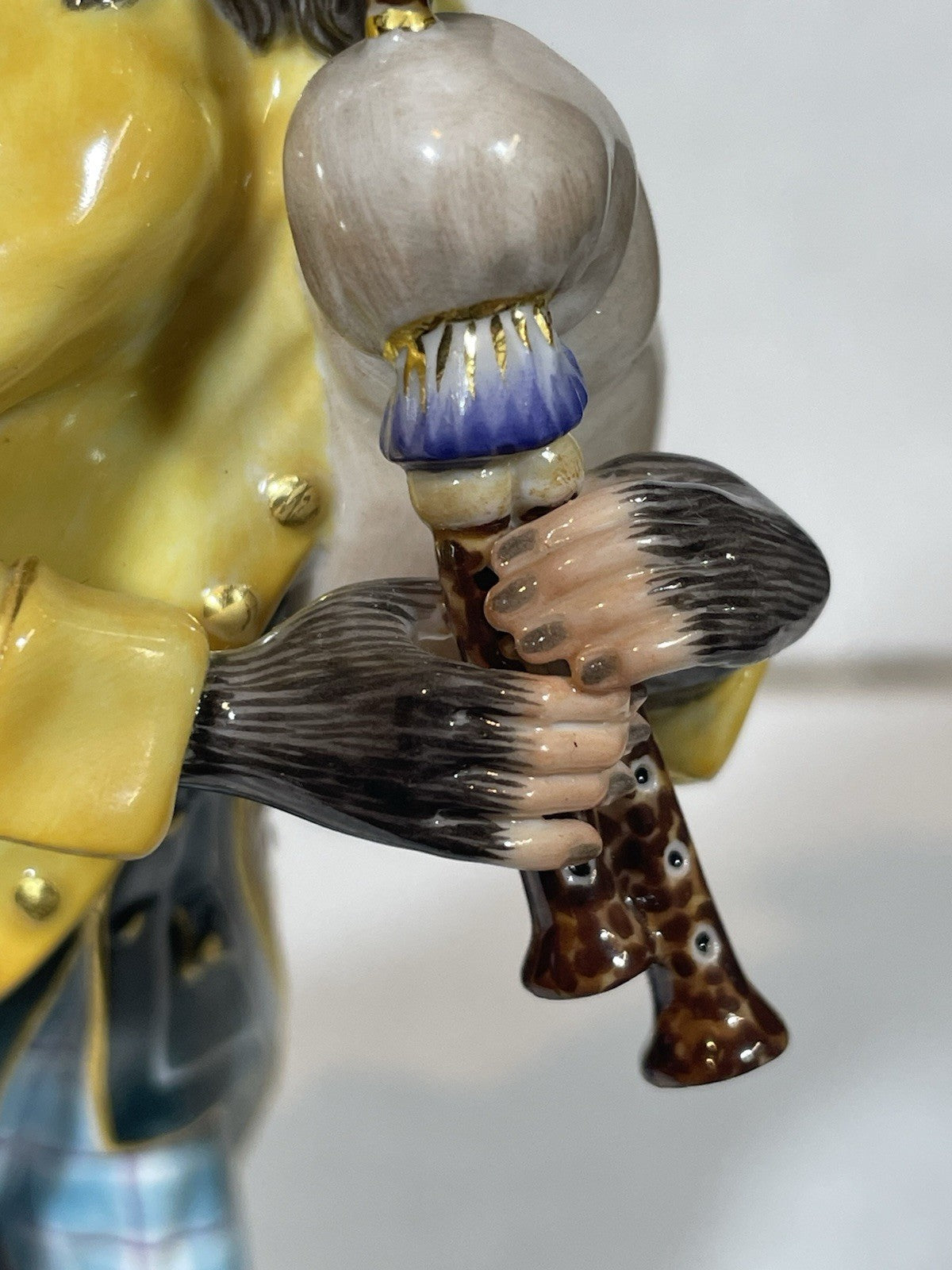 Antique Meissen Porcelain Monkey Band Bagpiper Figurine C1860