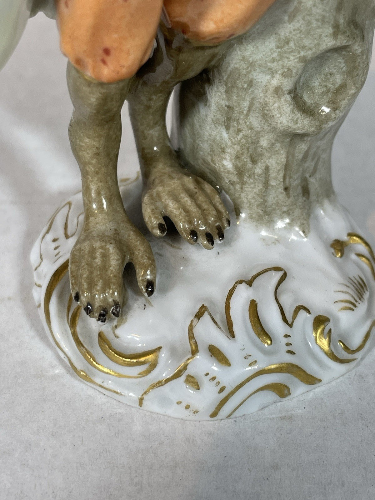 Antique Meissen Porcelain Monkey Band Triangle Player Figurine C1860