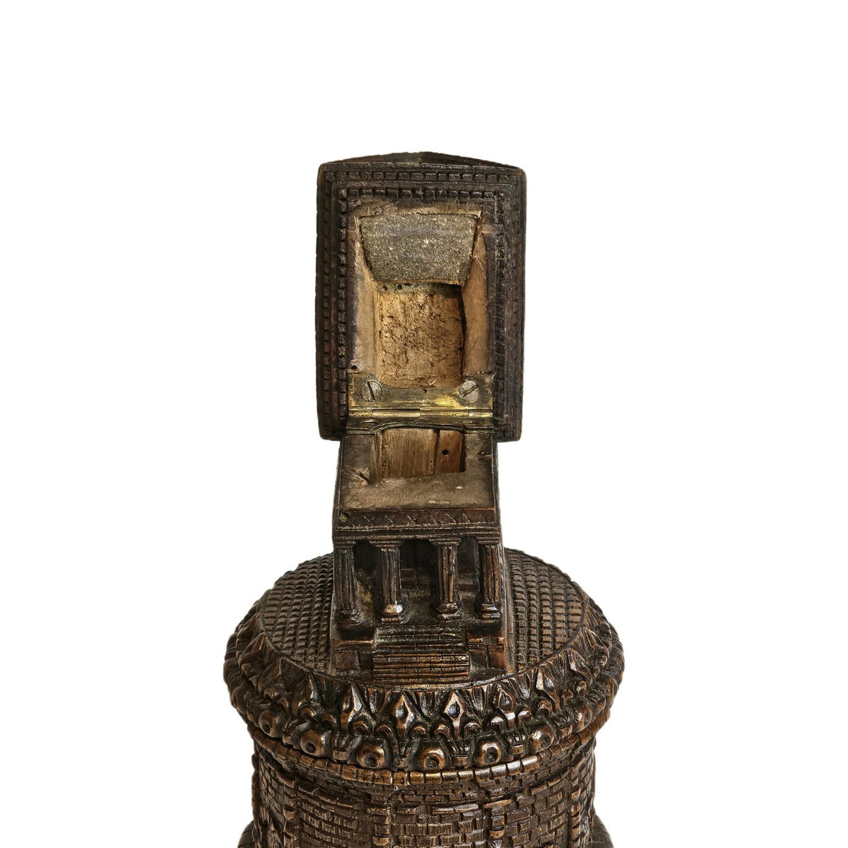 Antique French Treen Maison Carrée Arènes Nîmes Tobacco Jar