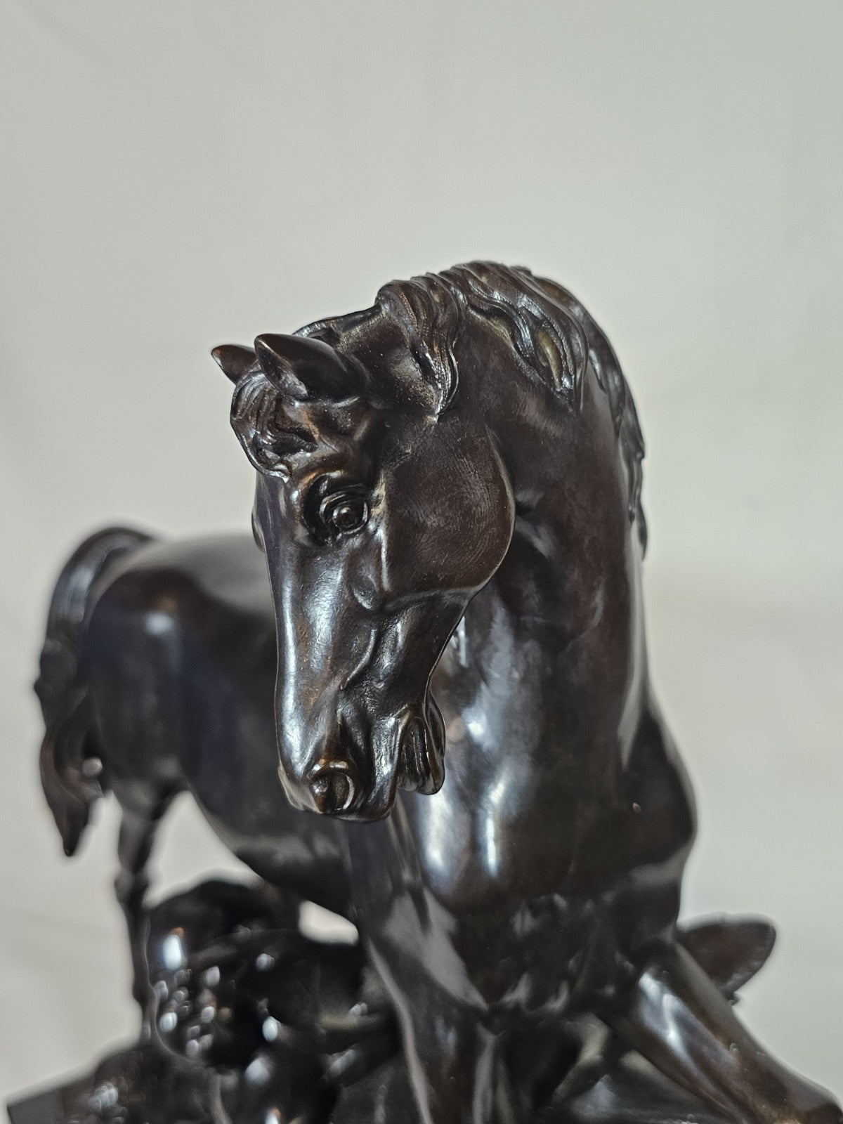 19th Century French Bronze Horse and Cherub Sculpture